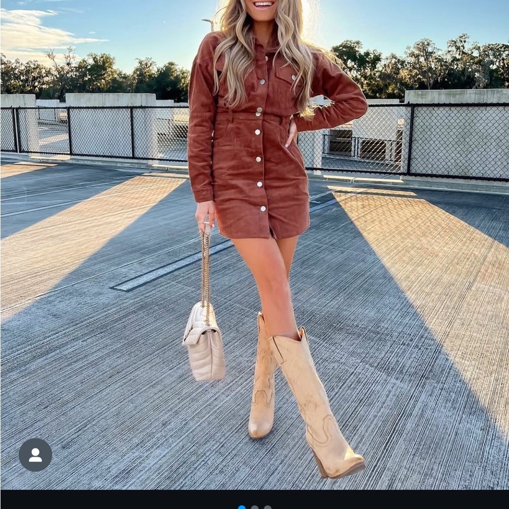 Kittenish Brown Long Sleeve Dress